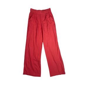 Abercrombie & Fitch Wide Leg Pants Women's XS Linen Blend Coral Pockets